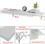 IAE Wall Mounted Folding Table with Pine Wood,36" x 14" Floating Wall Desk,Laundry Folding Table with Shelf Brackets,Fold Down Desk Shelf,Folding Workbench for Home,Dining,Laundry Room,Kitchen,White