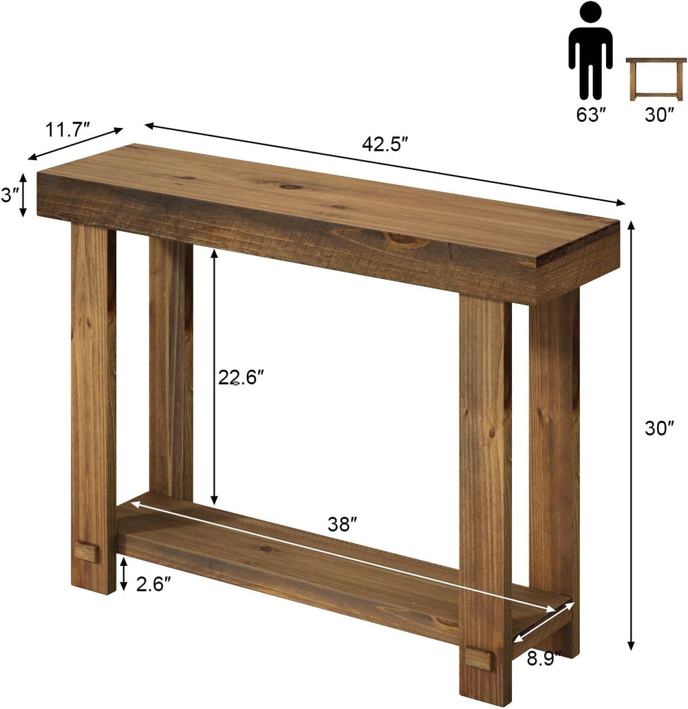 HOKYHOKY Solid Wood Console Table for Entryway, 42.5" Farmhouse Entryway...