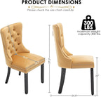 Kiztir Velvet Dining Chairs Set of 2, Upholstered Dining Chairs with Ring Pull Trim and Button Back, Luxury Tufted Dining Chair for Living Room, Bedroom, Kitchen (Gold)