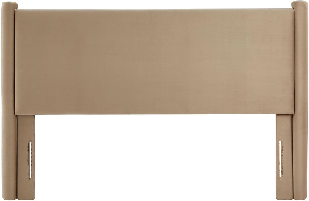 Modway Rael Queen Upholstered Headboard with Pillars in Taupe – Velvet Headbo...