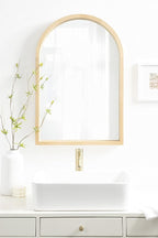 Kate and Laurel Hutton Farmhouse Wood Arched Mirror; 20 x 30; Natural Wood; Decorative Modern Large Arch Mirror with Deep Profile and Natural Finish for Wall