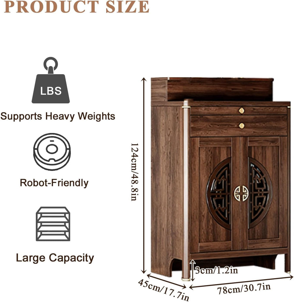 Personal Shrine Altar Table, Solid Wood Frame Buddhist Altar Cabinet, Meditat...