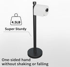YUMORE Toilet Paper Holder Stand Freestanding, Weighted and Sturdy Matte Black Stainless Steel Design with Non-Slip Cap, Rustproof Tissue Roll Holder for Modern Bathroom, RV