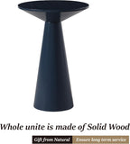 COZAYH Small Pedestal End Table Round Farmhouse Martini Table Wood Plant Stand Rustic Drink Table for Small Space Living Room, Dark Blue