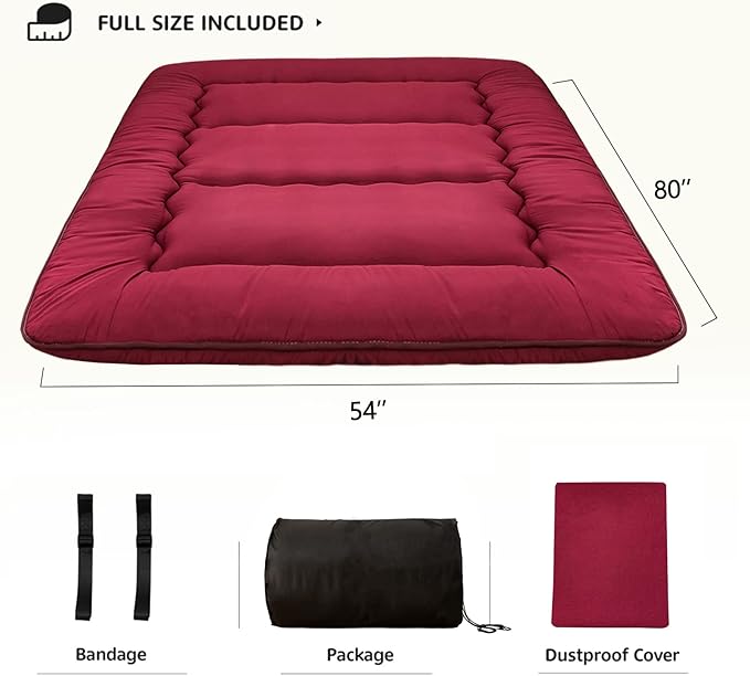 MAXYOYO Japanese Floor Mattress Futon Mattress, 4" Thicken Tatami Mat Sleeping Pad Foldable Roll Up Mat Boys Girls Dormitory Pad Kids Floor Lounger Pillow Bed, Charcoal Grey, Queen Size