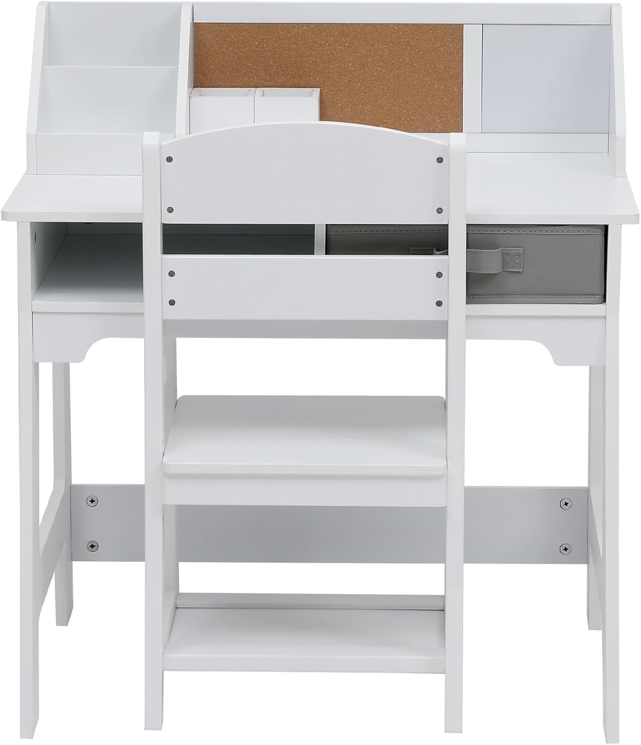 Garvee Kids Desk and Chair Set, Study Desk for Boys and Girl, Wooden Kids Writing Table with Cloth Drawers and Pen Holder