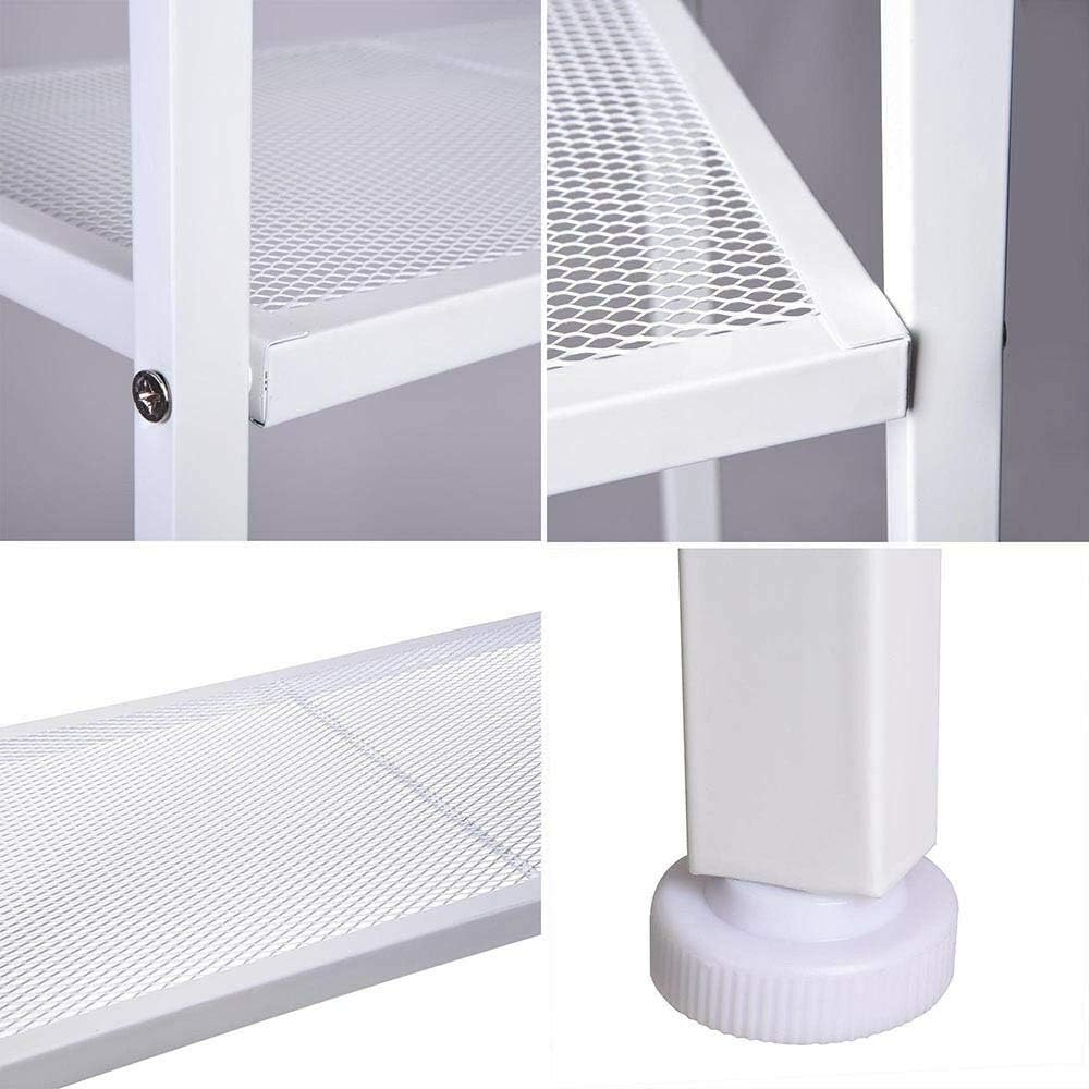 4-Tier Metal Ladder Shelf, Multifunctional Ladder Bookshelf Plant Flower Stand Storage Rack Shelves Bookcase with Metal Mesh Layers for Home Living Room Office (White)