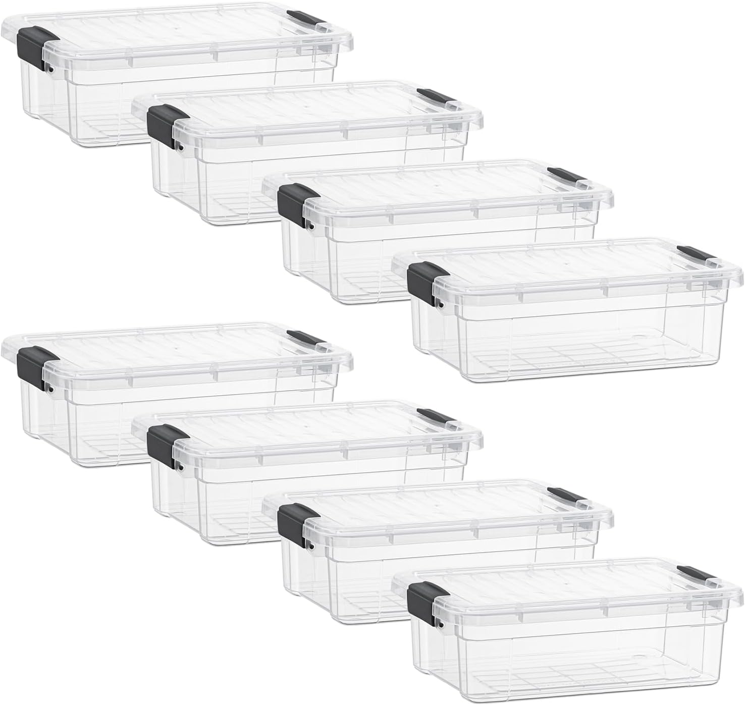 Superio Storage Bins with Lids- 8 Pack, 7.4 Qt Clear Boxes for Organizing, Stackable Plastic Containers- BPA Free, Non-Toxic, Odor Free, Organizer for Home, Office, Dorm