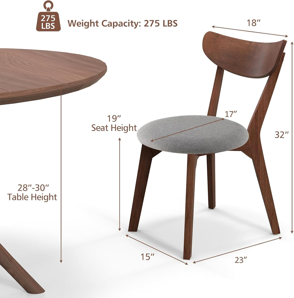 ERGOMASTER Mid-Century Dining Chairs, Rubber Wood Chairs with Back for Home, ...