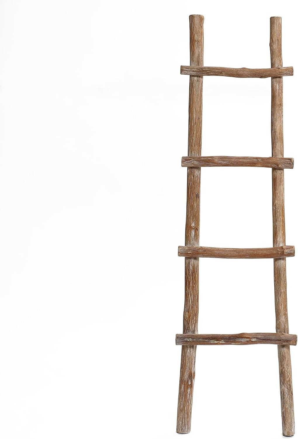 LuxenHome 60-Inch Tall Solid Wood Natural 4-Rung Blanket Ladder
