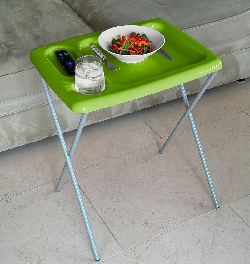 Folding TV Tray Table, Portable, Sturdy, Bright Green (Set of 2)