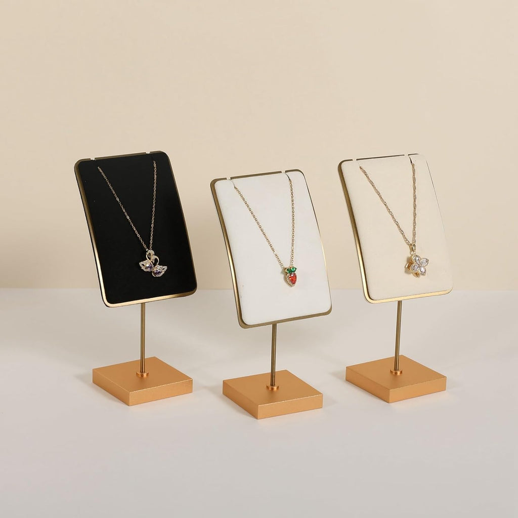 GemeShou White jewelry necklace display for sale, gold necklace and earring holder, velvet jewelry organizer necklace hanger【White】