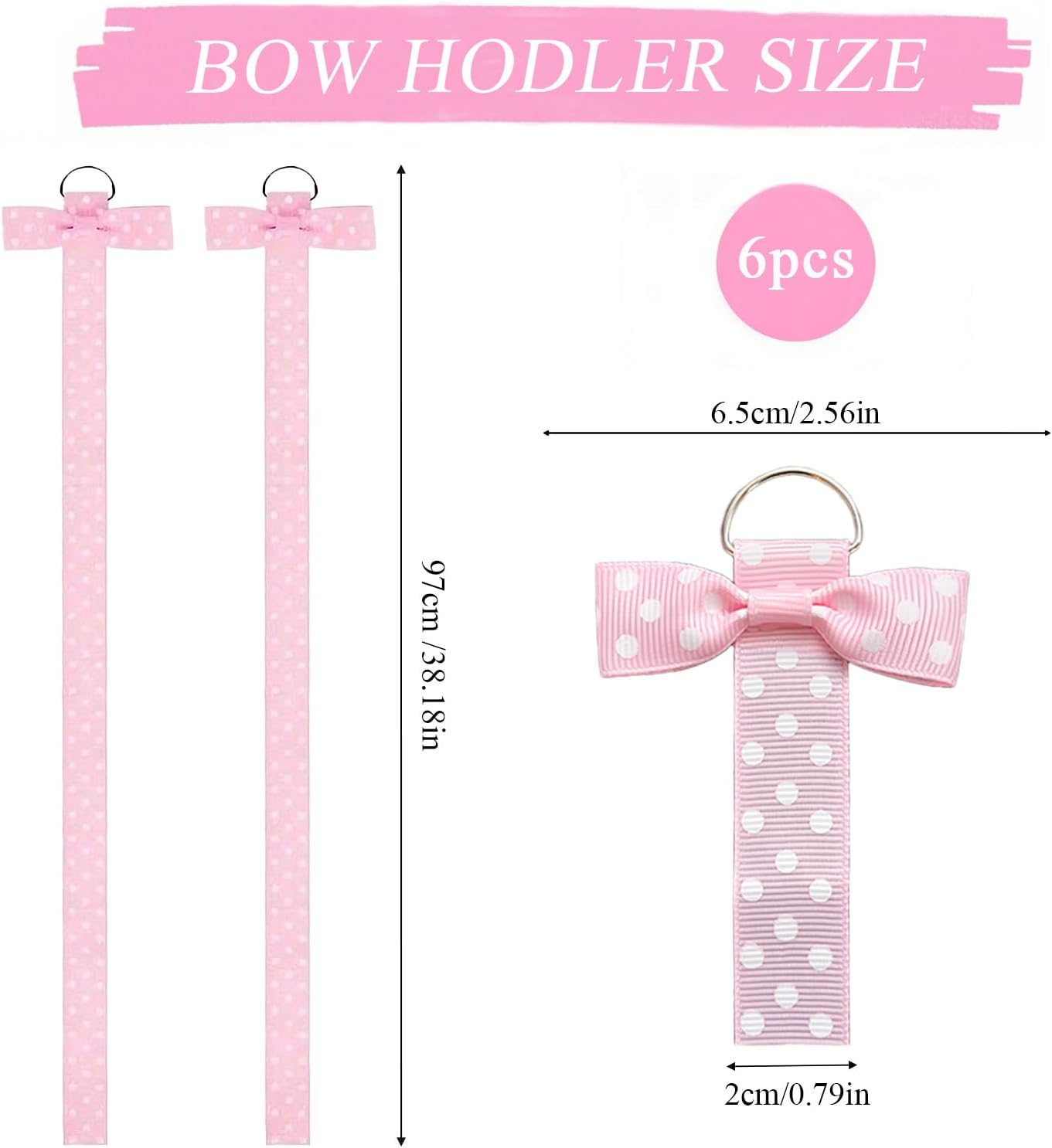6 PCS Headband Bow Holder for Girls Hair Bows Clips Storage Bow Organizer hanger for Girls Hair Bows accessories Wall Hanging Organizer for Baby Room, Nursery Decors or Travel (Pink)
