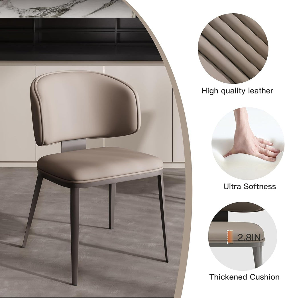 Dining Chairs Set of 6, Faux Leather Dining Chairs, Milk Coffee | Easy Clean ...