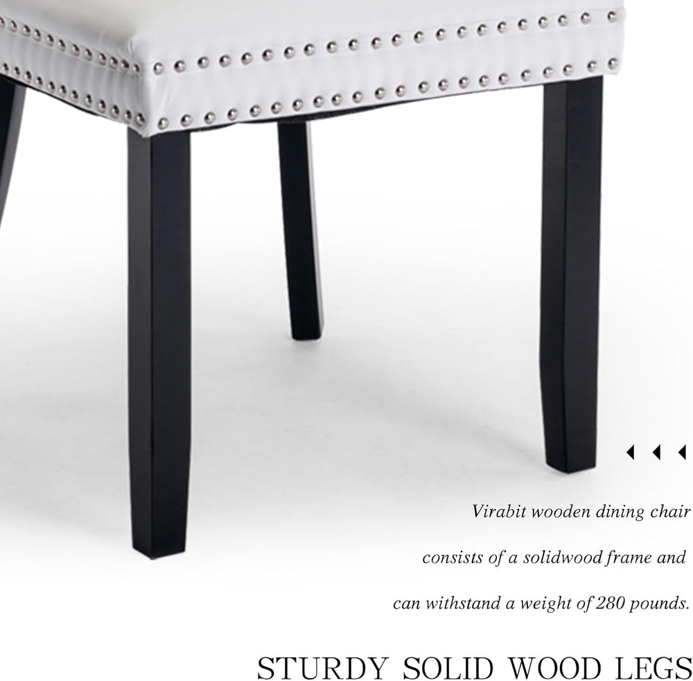 Dining Table and Dining Chair Set 23.6" Black Round Table&2 Leather ...