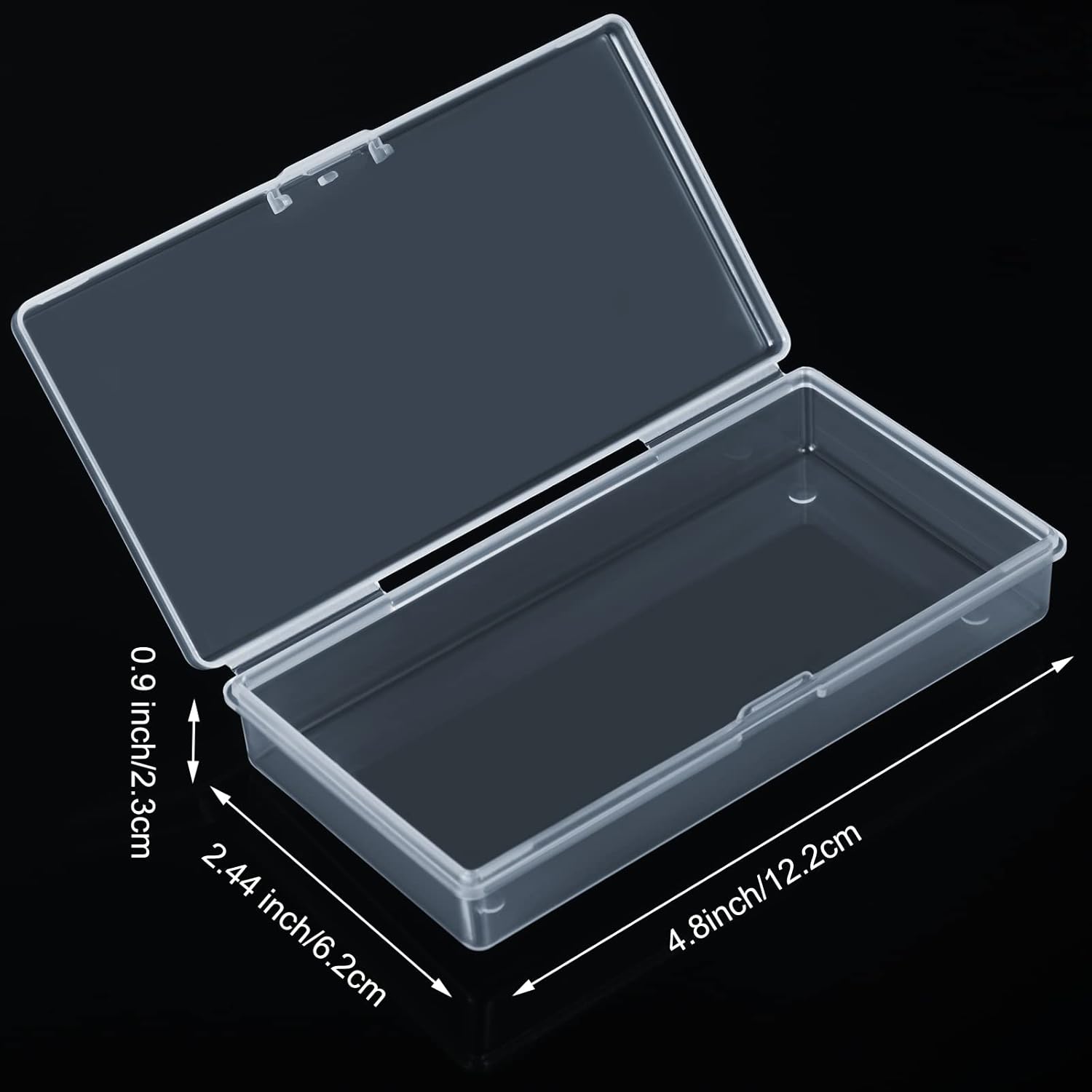 SATINIOR 24 Packs Small Clear Plastic Beads Storage Containers Box with Hinged Lid for Storage of Small Items, Crafts, Jewelry, Hardware (4.8x2.44x0.9 Inches)