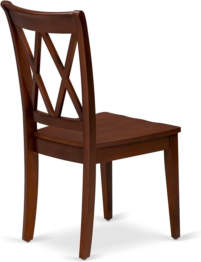 East West Furniture CLC-ESP-W Clarksville Dining Room Chairs - Double Cross Back Wood Seat Chairs, Set of 2, Espresso