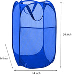 Larpur Mesh Laundry Basket, Pop up Laundry Hamper with Handles, Collapsible Clothes Basket for Travel, College, Dorm, Royal Blue