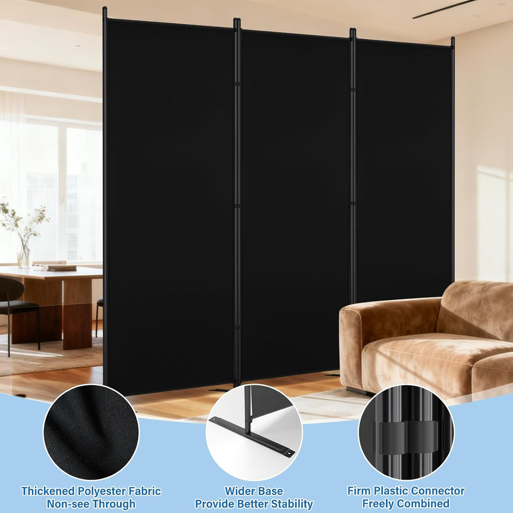 AKTOP 3 Panel Room Divider 6FT – 103" W x 70" H Folding Privacy Scr...