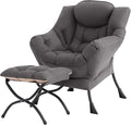 Tiita Lazy Chair with Ottoman, Modern Large Accent Lounge Chair, Leisure Sofa Armchair with Ottoman, Reading Chairs with Footrest for Bedroom, Living Room, Dorm Rooms, Garden