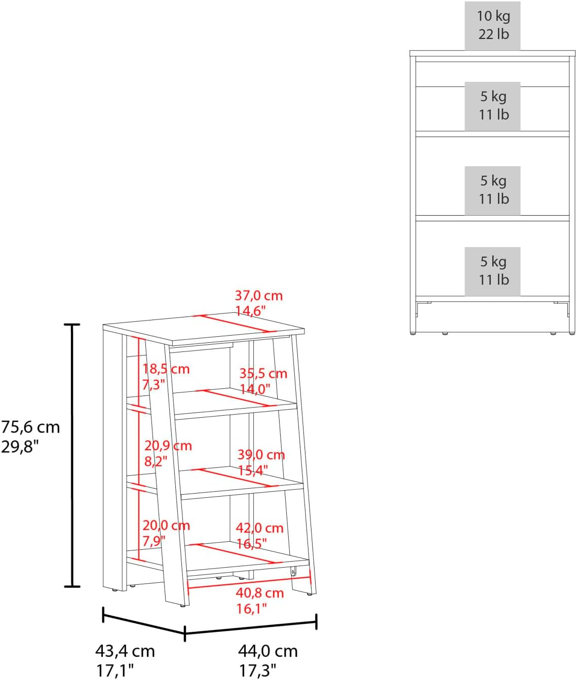 BATHBI 30" High 4-Tier Ladder Shelf Organizer