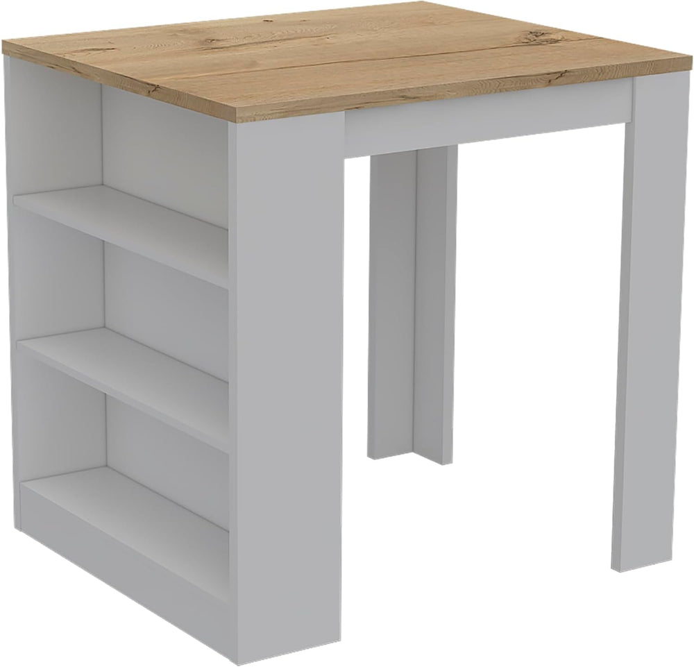 Kitchen Island with Three Drawers and Concealed Storage | Three open shelves ...