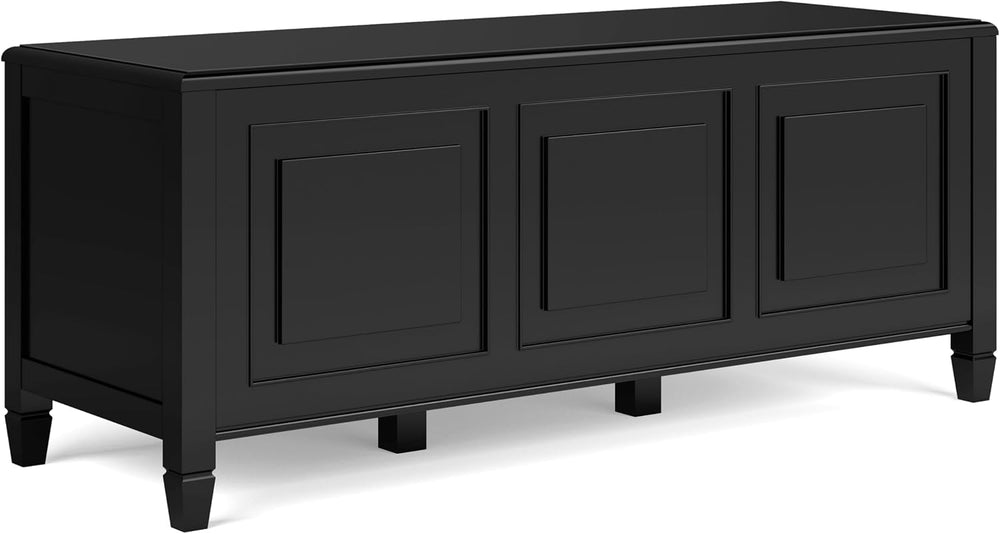 SIMPLIHOME Connaught 51" Wide Solid Wood Trunk Bench in Black | Traditio...