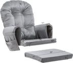 Paddie Glider Rocker Replacement Cushions Velvet with Storage, Rocking Chair Cushion Set with Ties, 5PCS, Light Grey