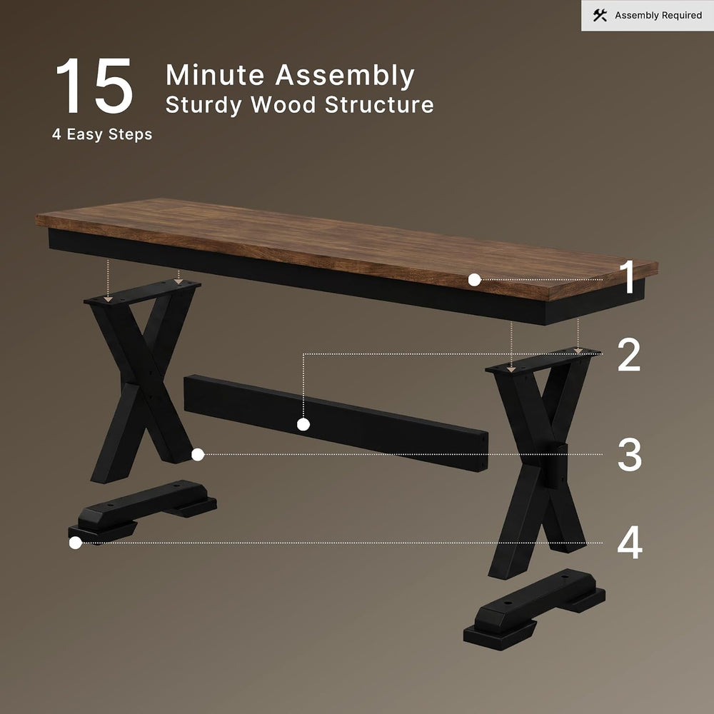 Signature Design by Ashley 1-Piece Wood Dining Bench, 48" 2-Tone Farmhou...