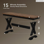 Signature Design by Ashley Wildenauer Dining Bench, 48 Inch Farmhouse Two Tone Wooden Seating with Solid Wood Frame, Mango Veneer and MDF Substrate Seat, Casual Entryway or Kitchen Use, Brown/Black
