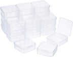 SATINIOR 24 Packs Small Clear Plastic Beads Storage Containers Box with Hinged Lid for Storage of Small Items, Crafts, Jewelry, Hardware(2.9 x 2.9 x 1 Inches)