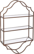 Kate and Laurel Leanna Scalloped Three-Tiered Wall Shelf, 20 x 6 x 32, Bronze, Decorative Floating Shelf Storage and Wall Organizer for Bathroom Over Toilet Storage or Display
