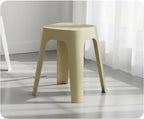 Stool Square Stool Stackable Household Stool Dining Chair with Anti Slip Feet and Thickened PP Material Suitable for Kitchen Seating Dining Rooms, Milk Tea