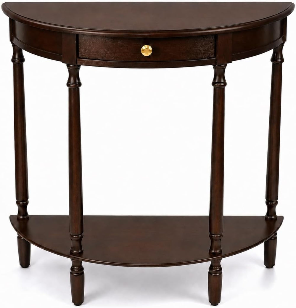 Decor Therapy Truro Half Round Console Table, Traditional Entryway Table with...