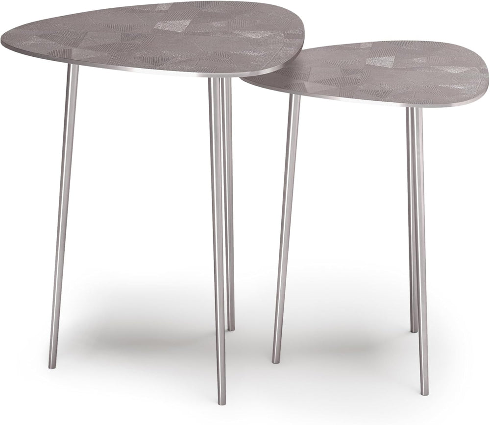 2-Piece Metal Nesting Table - Nickel with Gray, Iron, 19.7 x 19.7 x 21.7 | Ha...