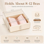 Bra Organizer for Closet, Stackable Pull-Out Drawer Style Bra Storage Organizer with Clear Top, 1-Cell Underwear Organizer for Bras, Panties, Socks, Tie, Belt and Scarf