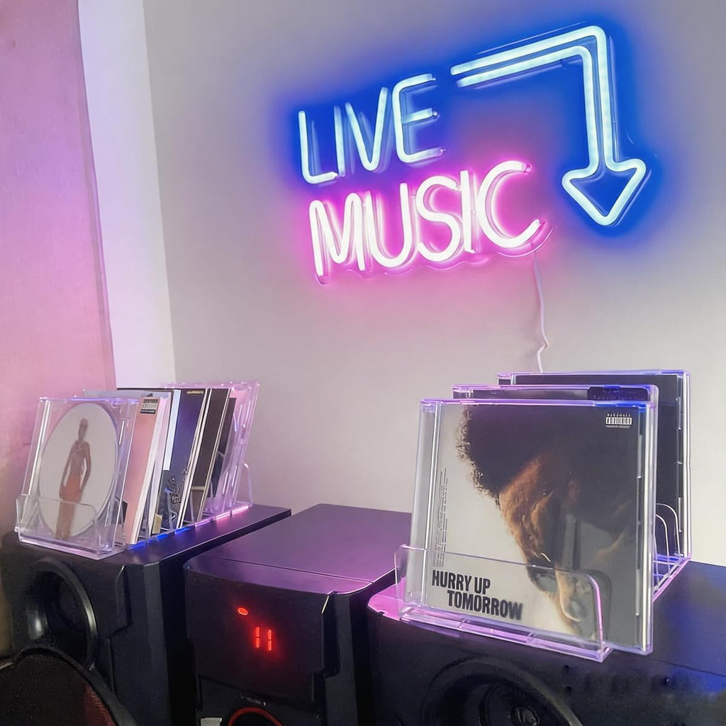 2 Pack Clear Acrylic CD Holder: CD Organizer & DVD/CD Rack - Vinyl Record Storage Holds up to 28 Standard CD Cases, CD Display Shelf for Media Music Collection and Desktop Storage