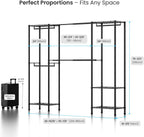 Metal Garment Racks Heavy Duty Clothes Rack Adjustable Freestanding Expandable Industrial Pipe Clothing Rack for Hanging Clothes - 70" L x 16" W x 76.7" H, Black