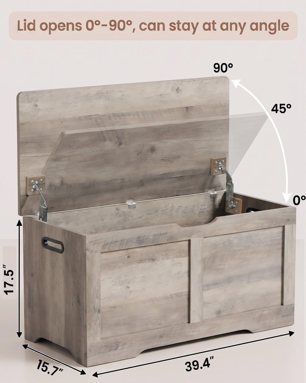 Timberer 39.4" Storage Chest, Storage Trunk with 2 Safety Hinges, Wooden...