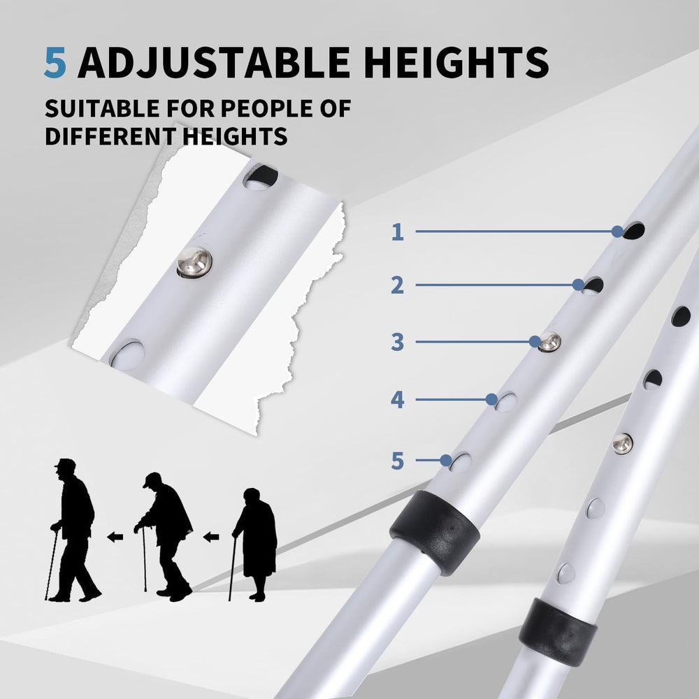 Folding Stool with LED Light, Adjustable Walking Cane Seat, Portable Tripod C...
