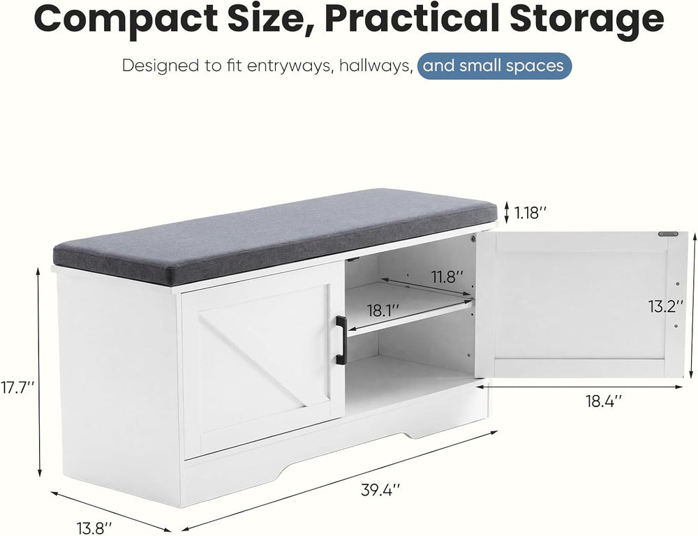 NEWBULIG Shoe Bench with Storage for Entryway, 39.4" Shoe Storage Bench ...