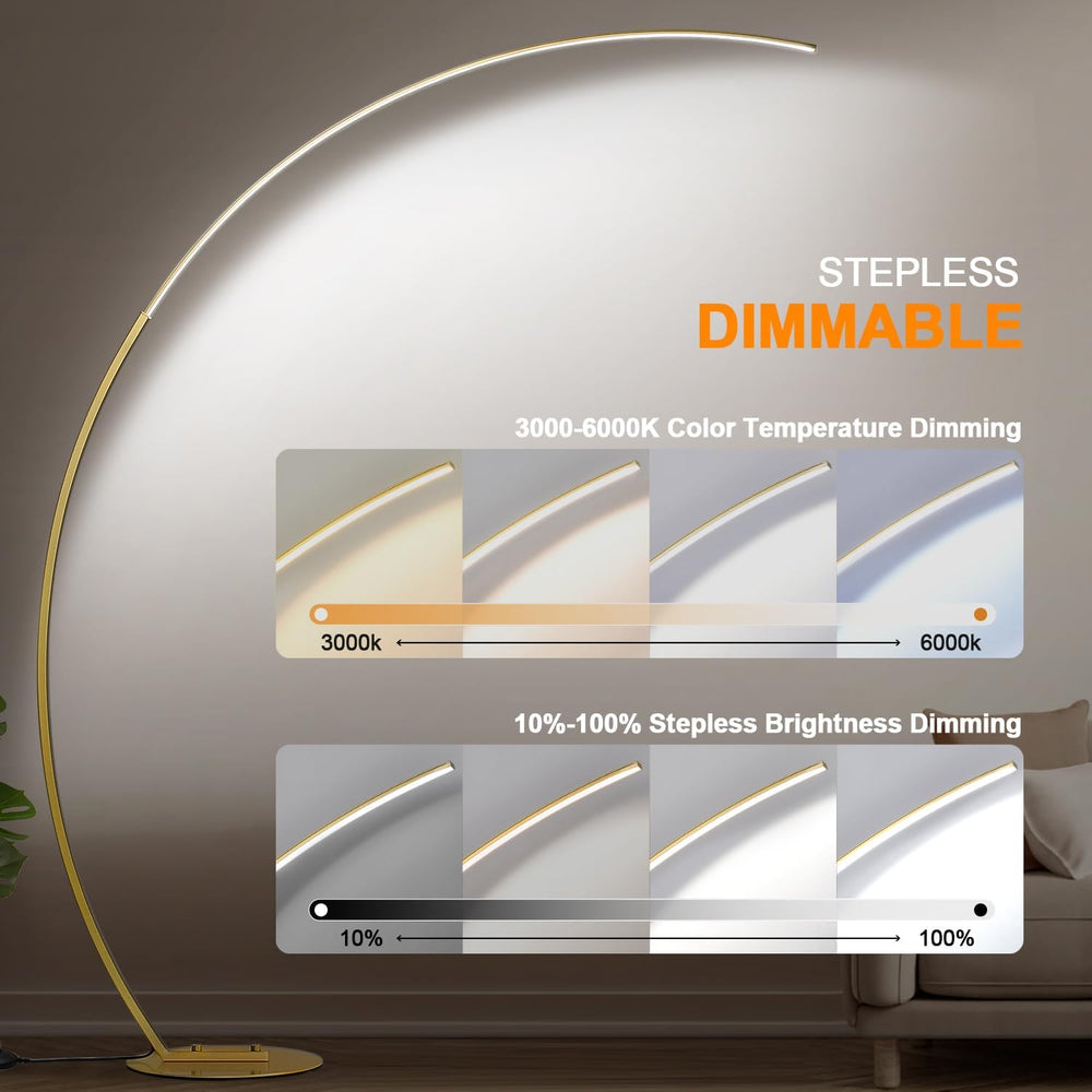 Dimmable LED Floor Lamp with 3 Color Temperatures, Ultra Bright 2000LM Gold A...