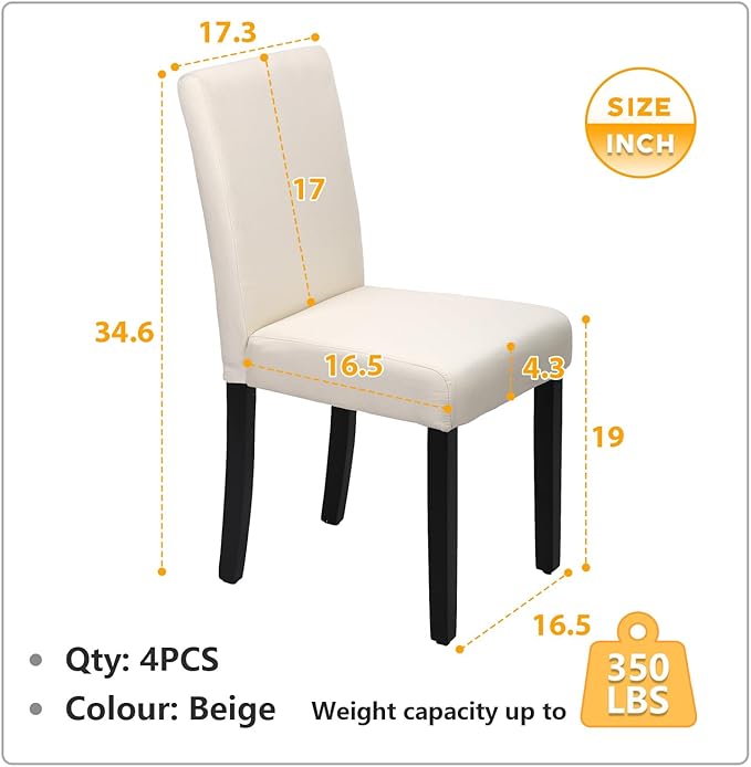 FDW Dining Chairs Set of 4,Dining Room Chairs Elegant Design Modern Fabric Upholstered Dining Chairs,Beige