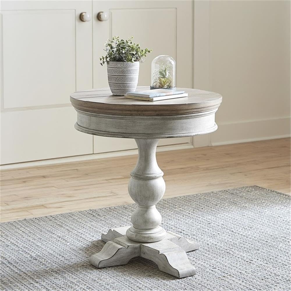 Home Square 2-Piece Furniture Heartland Round Pedestal Chair Side Table Set