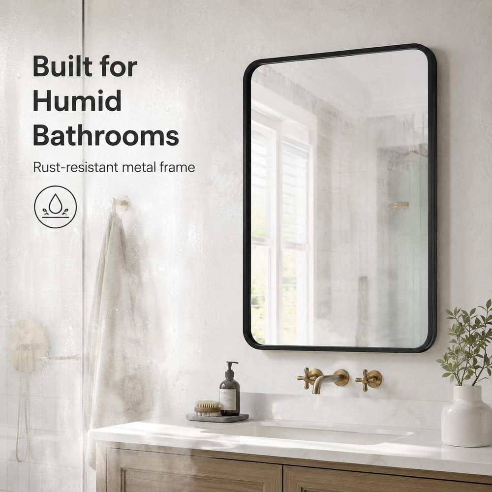 USHOWER 2-Pack Black Bathroom Mirrors Over Sink 22 x 30 Inch