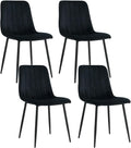 Dining Chairs Set of 4, Modern Kitchen Dining Room Chairs, Ergonomic Velvet Dining Chairs Upholstered Cushion Seat and Sturdy Metal Legs (Black)