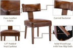Mid Century Modern Dining Chairs Set of 6 PU Leather Upholstered Side Chairs, Modern Kitchen Armless Parson Chairs Solid Wood Dining Chairs, Brown