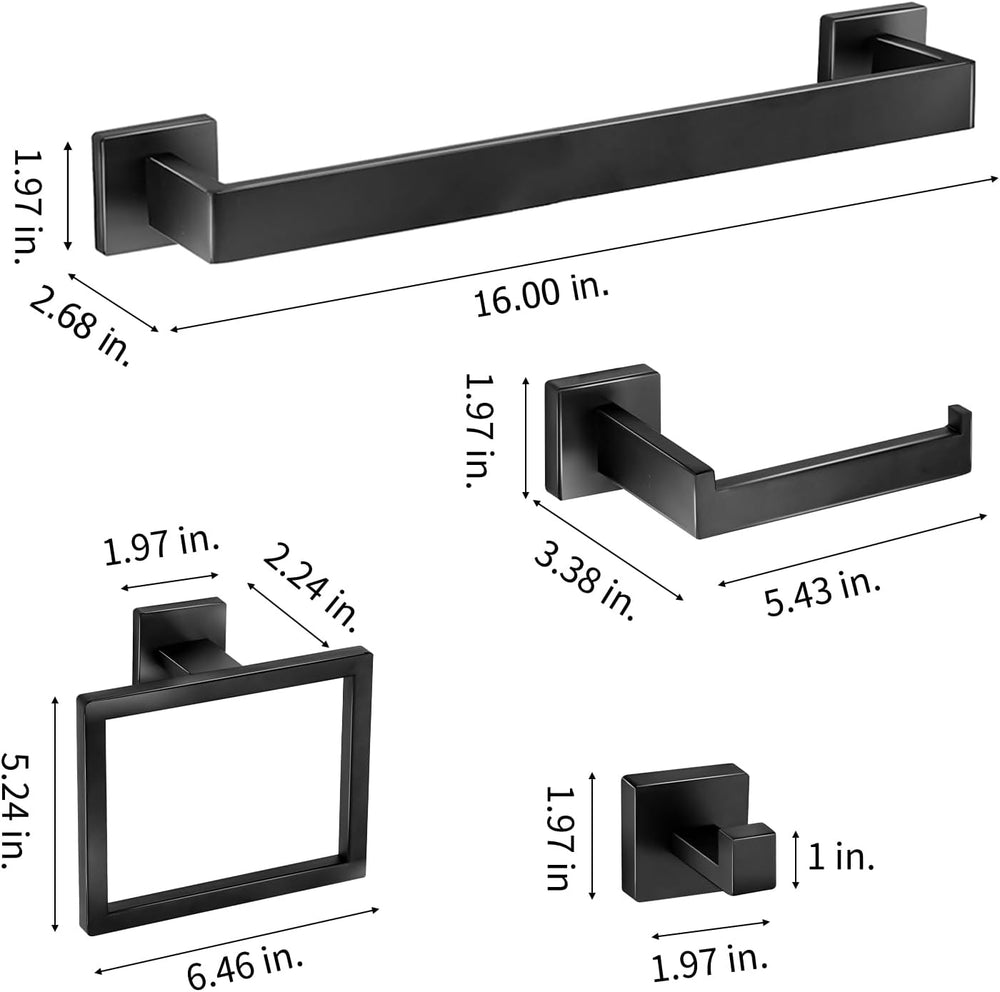10 Pieces Bathroom Hardware Accessories Set 16 Inch Wall Mounted Towel Bar Se...