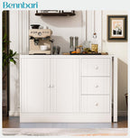 89.7'' Kitchen Island with Extendable Dining Table, Modern Storage Island with 2 Doors and 3 Drawers for Kitchen Living Room (White)