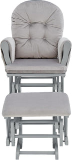 Penau Glider and Ottoman, Button Tufted Gray, Wood Fabric | Nursery Glider And Ottoman Set, Soft Quiet Motion, Button Tufted Back, Side Pocket, Cozy Bonding Spot